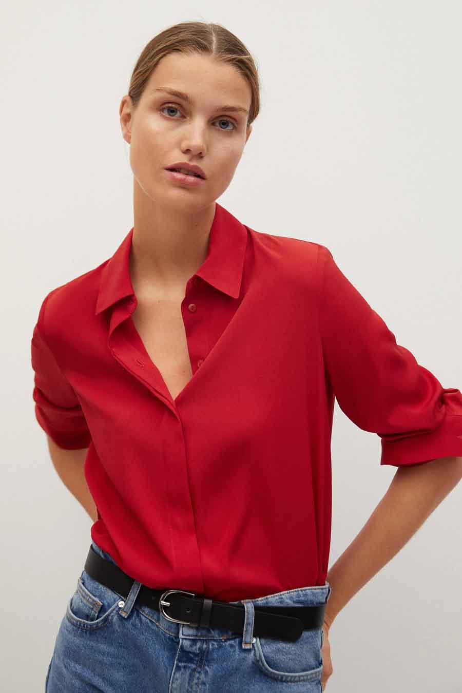 Chemise rouge clearance femme